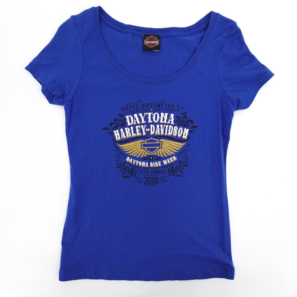Harley Davidson Shirt Womens Large blue Morcycle Daytona Bike Week 2018